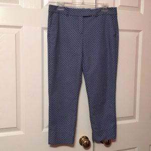 Dalia Navy Blue Print Trouser Capri Pants Size 8